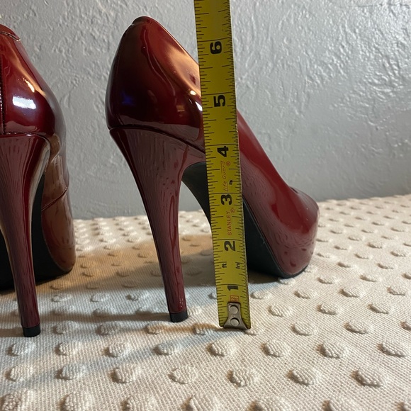 GUESS Burgundy Cacei Patent Leather Peep Toe Pump - Picture 16 of 16